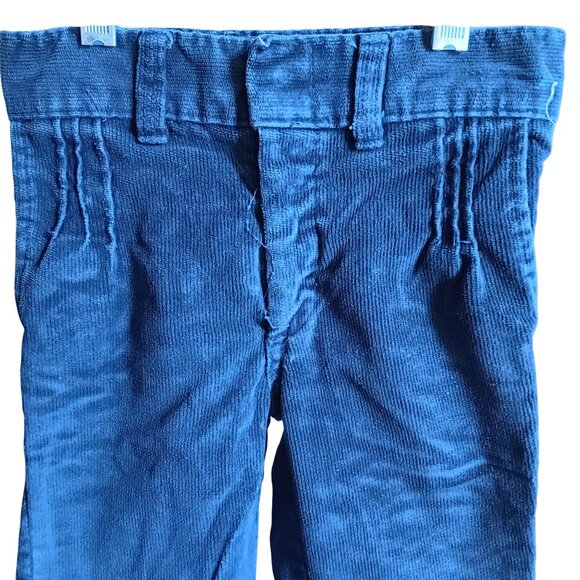 Boys Vintage Corduroy Pants 6 reg 21x18 Billy The Kid Blue 1970's Flare Hippie - Picture 2 of 6